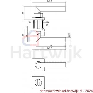 Intersteel Living 1707 deurkruk Bastian op rozet 55x55x10 mm met sleutelrozet zwart - H26009159 - afbeelding 2