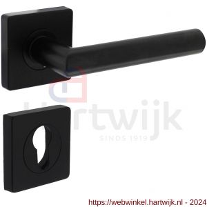 Intersteel Living 1707 deurkruk Bastian op rozet 55x55x10 mm met profielcilinderrozet zwart - H26009160 - afbeelding 1
