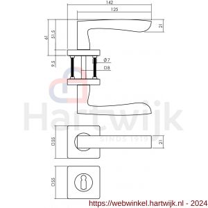 Intersteel Living 1712 deurkruk Minos op vierkant rozet met nokken met sleutelplaatje mat zwart - H26008253 - afbeelding 2