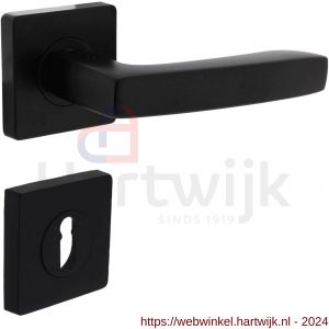 Intersteel Living 1712 deurkruk Minos op vierkant rozet met nokken met sleutelplaatje mat zwart - H26008253 - afbeelding 1