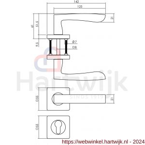 Intersteel Living 1712 deurkruk Minos op vierkant rozet met nokken met profielcilinderplaatje mat zwart - H26008254 - afbeelding 2