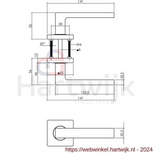 Intersteel Living 1713 deurkruk Hera op vierkant rozet 7 mm nokken mat zwart - H26008256 - afbeelding 2