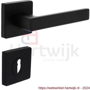 Intersteel Living 1713 deurkruk Hera op vierkant rozet 7 mm nokken met sleutelplaatje mat zwart - H26008257 - afbeelding 1