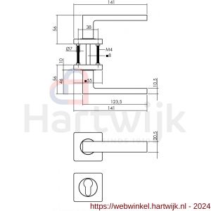 Intersteel Living 1713 deurkruk Hera op vierkant rozet 7 mm nokken met profielcilinderplaatje mat zwart - H26008258 - afbeelding 2