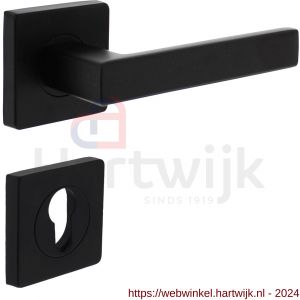 Intersteel Living 1713 deurkruk Hera op vierkant rozet 7 mm nokken met profielcilinderplaatje mat zwart - H26008258 - afbeelding 1