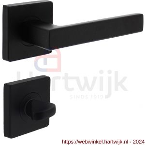 Intersteel Living 1713 deurkruk Hera op vierkant rozet 7 mm nokken met WC-sluiting 8 mm mat zwart - H26008259 - afbeelding 1
