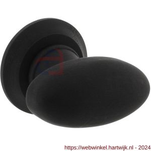Intersteel Living 1847 knopkruk ovaal glad met ronde rozet beukenhout zwart - H26009921 - afbeelding 1