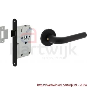 Intersteel Living 2100 set bestaand uit loopslot voorplaat zwart met deurkrukgarnituur Eucla met rozet zwart - H26009431 - afbeelding 1