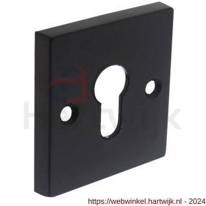 Intersteel Living 3184 profielcilinderplaatje met nokken vierkant 55x55x8 mm messing zwart - H26002365 - afbeelding 1