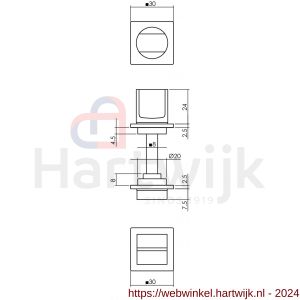 Intersteel Living 3439 WC-sluiting 8 mm minimalistisch zelfklevend vierkant 30x30x2,5 mm RVS zwart - H26009576 - afbeelding 2