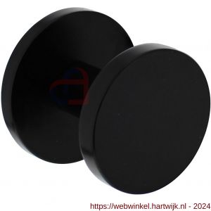 Intersteel Living 3929 voordeurknop plat diameter 55 mm op ronde achterplaat diameter 60 mm met éénzijdige montage aluminium zwart - H26008292 - afbeelding 1