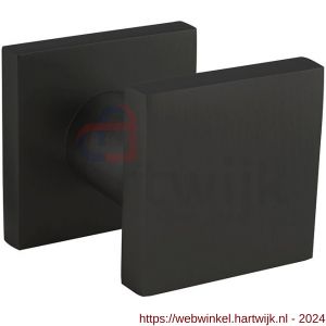 Intersteel Living 3929 voordeurknop vierkant 60x60 mm verkropt op achterplaat 60x60 mm met éénzijdige montage aluminium-zwart - H26009940 - afbeelding 1