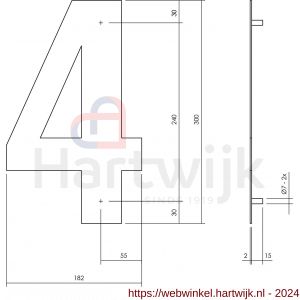Intersteel Living 4021 huisnummer 4 XL hoogte 300 mm RVS-mat zwart - H26009180 - afbeelding 2