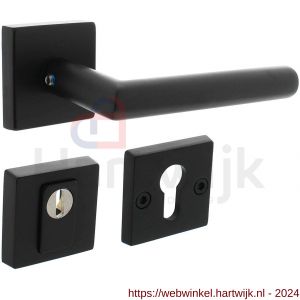 Intersteel Living 4057 set achterdeurbeslag vierkant deurkruk Jura met massieve rozetten en SKG3 veiligheidsrozetten RVS mat zwart - H26009691 - afbeelding 1