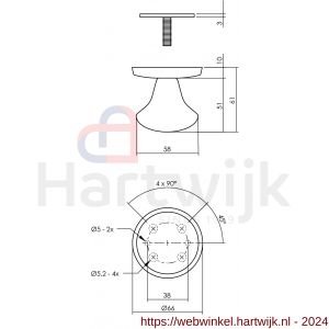 Intersteel Living 4057 set voordeurbeslag rond voordeurknop SKG rozetten beldrukker briefplaat tochtklep en deurkruk-rozet RVS zwart - H26009950 - afbeelding 2