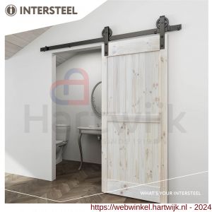 Intersteel Living 4501 schuifdeursysteem 2 meter hangrollen met spaakwiel 340 mm staal mat zwart - H26008325 - afbeelding 2