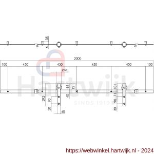Intersteel Living 4501 schuifdeursysteem 2 meter hangrollen recht 290 mm staal antiek finish - H26008366 - afbeelding 2