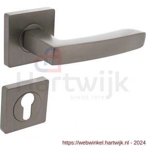 Intersteel 1712 deurkruk Minos op vierkante rozet met nokken 55x55x10 mm en profielcilinderplaatje antraciet-grijs - H26010383 - afbeelding 1