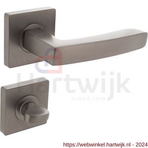 Intersteel 1712 deurkruk Minos op vierkante rozet met nokken 55x55x10 mm en WC sluiting 8 mm antraciet-grijs - H26010384 - afbeelding 1