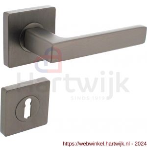 Intersteel 1713 deurkruk Hera op vierkante rozet met nokken 55x55x10 mm en sleutelplaatje antraciet-grijs - H26010387 - afbeelding 1