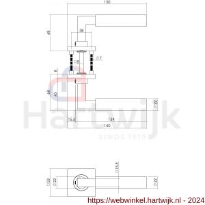 Intersteel Living 0378 deurkruk 0378 Bau-stil op rozet vierkant staal met 7 mm nok met sleutelgatplaatje RVS - H26005251 - afbeelding 2