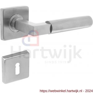 Intersteel Living 0378 deurkruk 0378 Bau-stil op rozet vierkant staal met 7 mm nok met sleutelgatplaatje RVS - H26005251 - afbeelding 1