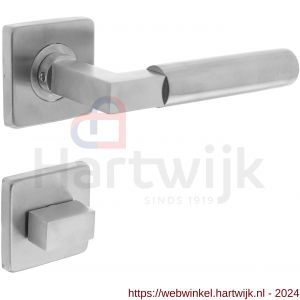 Intersteel Essentials 0378 deurkruk 0378 Bau-stil op rozet vierkant staal met 7 mm nok met WC 8 mm RVS - H26005253 - afbeelding 1