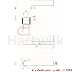 Intersteel Essentials 0379 deurkruk Baustil op geveerde stalen rozet met nokken diameter 53x8 mm RVS EN 1906/4 - H26005254 - afbeelding 2