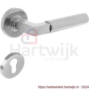 Intersteel Living 0379 deurkruk 0379 Bau-stil op rozet rond staal met 7 mm nok met profielcilindergat plaatje RVS - H26005258 - afbeelding 1