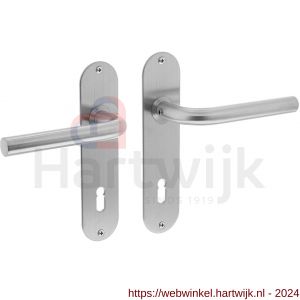 Intersteel Essentials 0566 deurkruk recht diameter 16 mm slank op schild plat ovaal sleutelgat 72 mm RVS - H26000700 - afbeelding 1