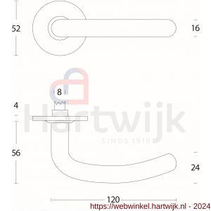 Intersteel Living 0568 deurkruk Sabel-slank diameter 16 mm op rozet plat zonder veer RVS - H26000460 - afbeelding 2