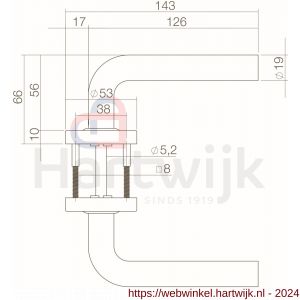 Intersteel Living 0570 deurkruk recht op rozet met ring met veer RVS - H26000463 - afbeelding 2