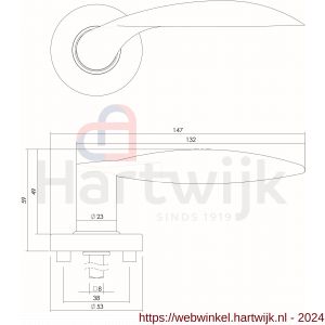 Intersteel Living 0625 deurkruk massief afgerond op rozet met ring met veer RVS - H26000505 - afbeelding 2