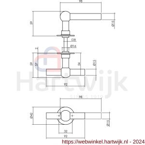 Intersteel Living 0633 deurkruk L/T bol met rozet diameter 42x2 mm RVS - H26010127 - afbeelding 2