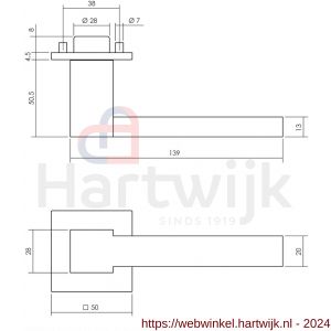 Intersteel Exclusives 0725 deurkruk Moors nummer 5 met vierkante rozet 50x50x5 mm geveerd RVS-zwart - H26008429 - afbeelding 2