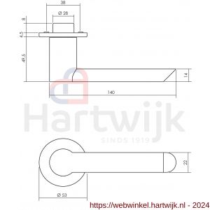 Intersteel Exclusives 0726 deurkruk Moors nummer 2 met ronde rozet diameter 52x5 mm geveerd RVS - H26008430 - afbeelding 2