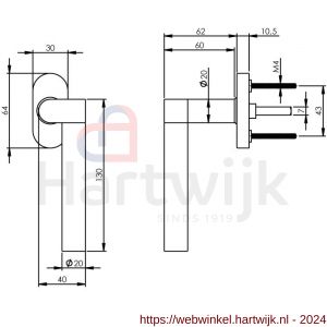 Intersteel Exclusives 0730 raamkruk rechts Munnikhof Dock Solid met ovale rozet RVS - H26005410 - afbeelding 2