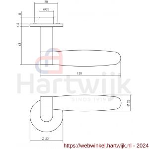 Intersteel Exclusives 0733 deurkruk Munnikhof Dock Ton-acryl met ronde rozet diameter 52x5 mm geveerd RVS - H26008437 - afbeelding 2