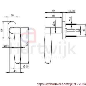 Intersteel Exclusives 0733 raamkruk rechts Munnikhof Dock Ton-acryl met ovale rozet RVS - H26005426 - afbeelding 2