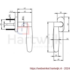 Intersteel Exclusives 0733 raamkruk links Munnikhof Dock Ton-acryl met ovale rozet RVS - H26005427 - afbeelding 2