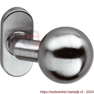 Intersteel 0773 gatdeel deurkruk knop bol brandvertragend 9 mm met rozet ovaal RVS - H26000959 - afbeelding 1