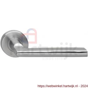 Intersteel Essentials 0915 deurkruk Hoek 90 plat op rond rozet met veer en WC 8 mm - H26008444 - afbeelding 1