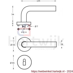 Intersteel Living 1010 deurkruk recht op rond rozet met sleutelgat plaatje RVS - H26005469 - afbeelding 2