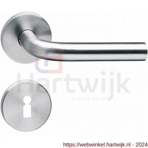 Intersteel Living 1010 deurkruk recht op rond rozet met sleutelgat plaatje RVS - H26005469 - afbeelding 1