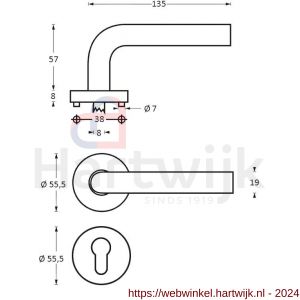 Intersteel Living 1011 deurkruk Rond op rond rozet met profielcilindergat plaatje RVS - H26005478 - afbeelding 2