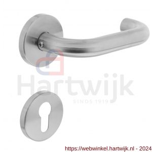 Intersteel Living 1011 deurkruk Rond op rond rozet met profielcilindergat plaatje RVS - H26005478 - afbeelding 1