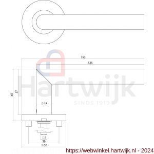 Intersteel Essentials 1012 deurkruk Hoek 90 graden op geveerde kunststof rozet met nokken diameter 55x8 mm RVS EN1906/3 - H26005482 - afbeelding 2