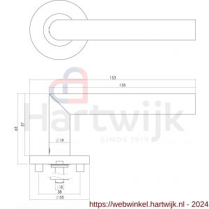 Intersteel Living 1012 deurkruk Hoek 90 graden op rozet met sleutelgat plaatje neutraal RVS - H26005485 - afbeelding 2