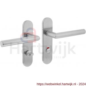 Intersteel Essentials 1225 deurkruk Hoek 90 graden basic op ovaal schild verdekt 170x40 mm WC 63/8 mm RVS geborsteld - H26008454 - afbeelding 1
