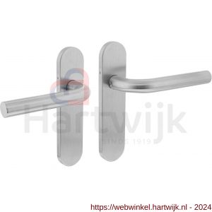 Intersteel Essentials 1226 deurkruk Recht basic op ovaal schild verdekt 170x40 mm blind RVS geborsteld - H26008455 - afbeelding 1